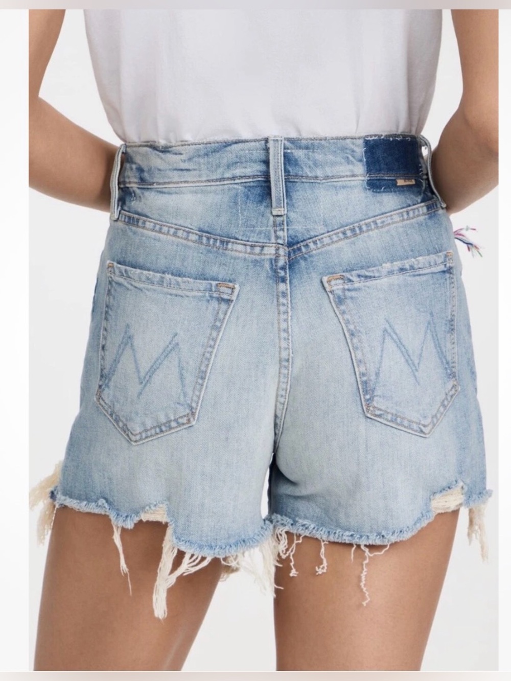MOTHER Ultra High Waisted Tomcat Fray Denim Shorts - color: I Confess - Picture 5 of 11